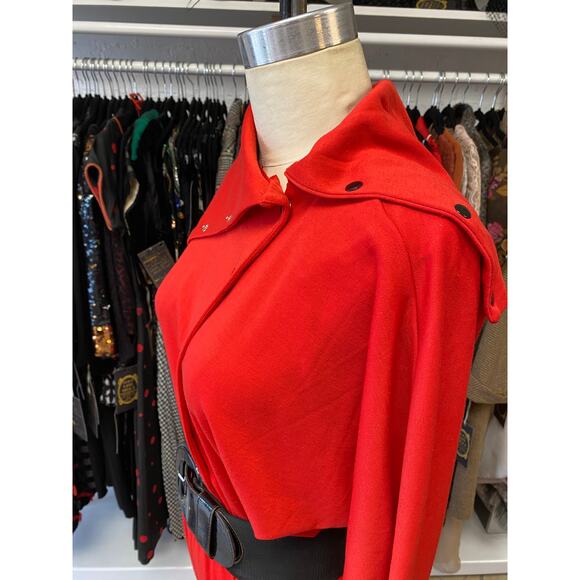 vintage 1980s red jersey jumpsuit by fantaseas medium snap front avant garde 80s - Picture 5 of 10